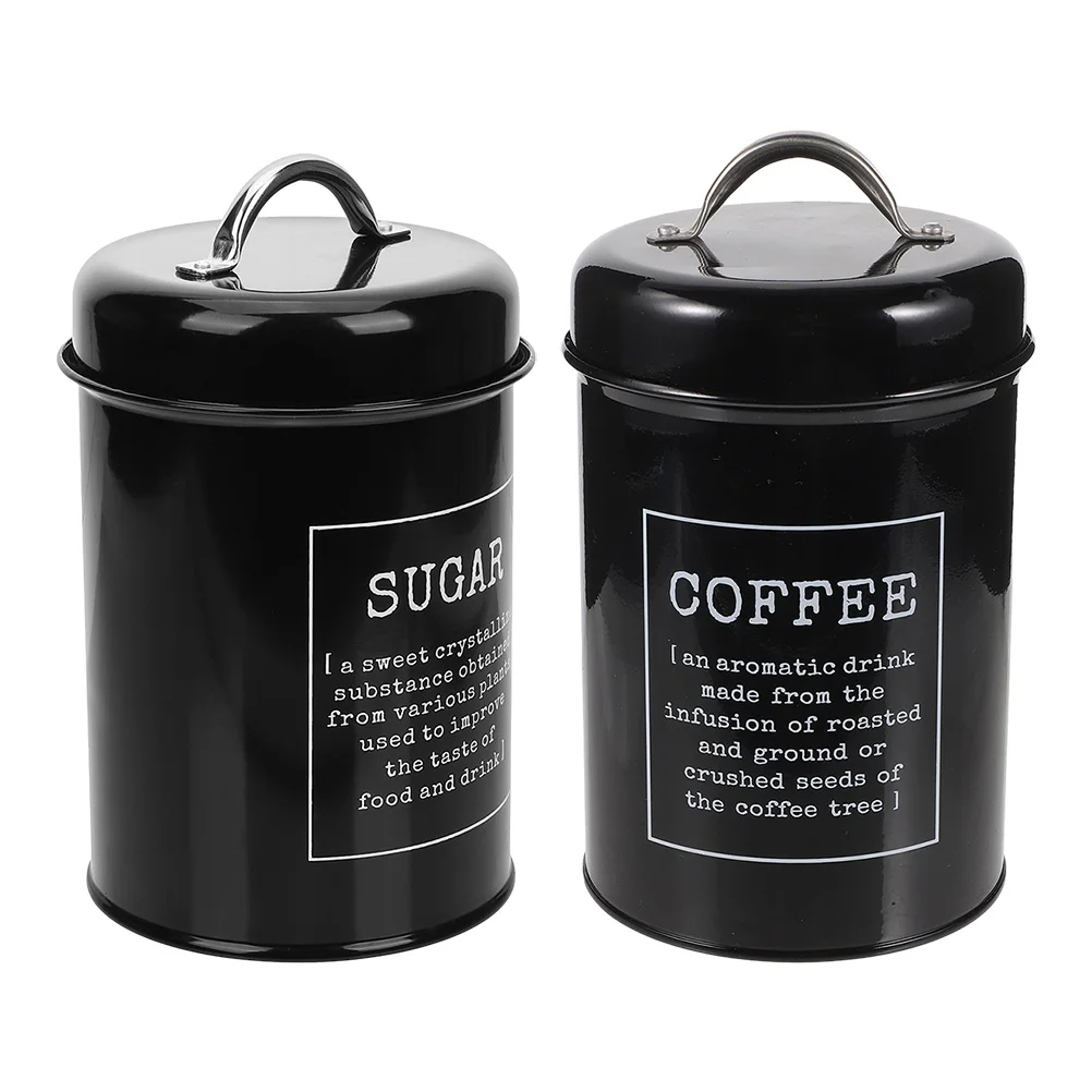 

2pcs Airtight Sealed Jar Metal Canister AO Noble Sugar Set Lid Ring Elegant Retro Storage Container for Kitchen