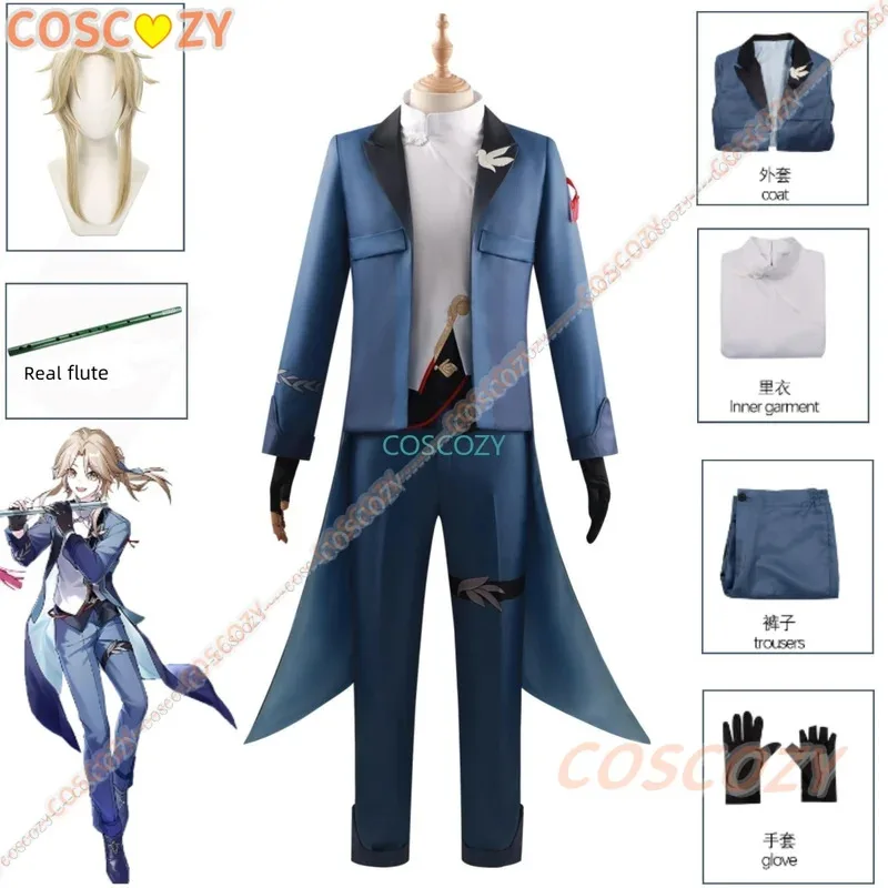 

Star Rail 2024 Concert Flute Player Yanqing Cosplay Costume Honkai Star Rail Yanqing Cosplay Party Outfits Wig Green Flute Props