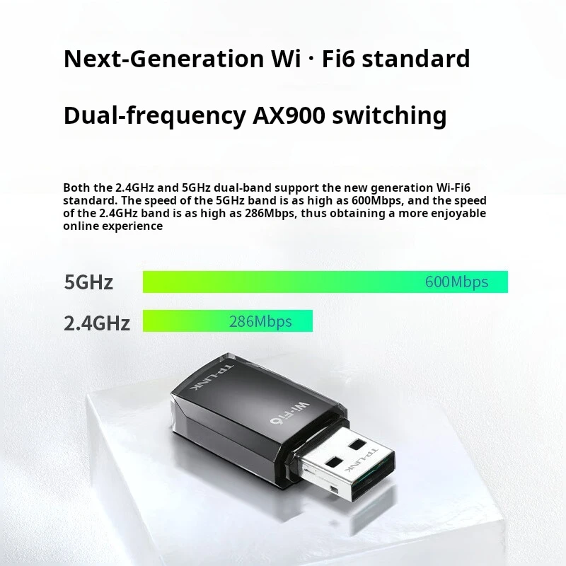 بطاقة شبكة USB لاسلكية ثنائية النطاق TP-LINK WIFI 6 متوافقة مع Windows 7 (32 بت) / 10 (32/64 بت) / 11 (64 بت) TL-XDN7000