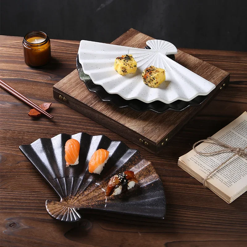 Japanese Sushi Plate Fan Plate Creative Irregular Personalized Snack Inventory Heart Plate Hotel Restaurant Commercial Tableware