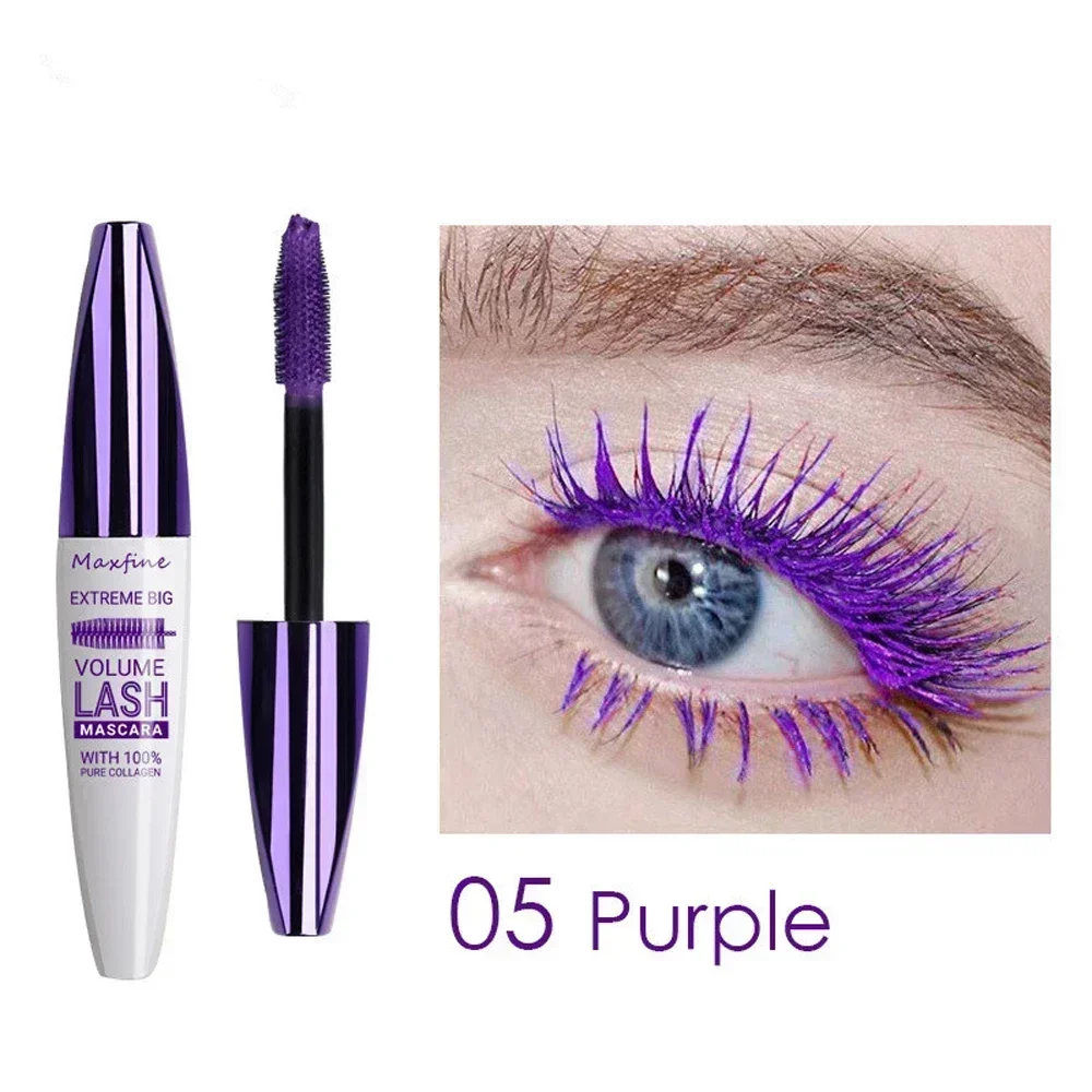 5D Multi-color Mascara Waterproof Fast Dry Eyelashes Curls Extension Make-Up Eyelashes Blue Purple Black White Gold Ink Mascara