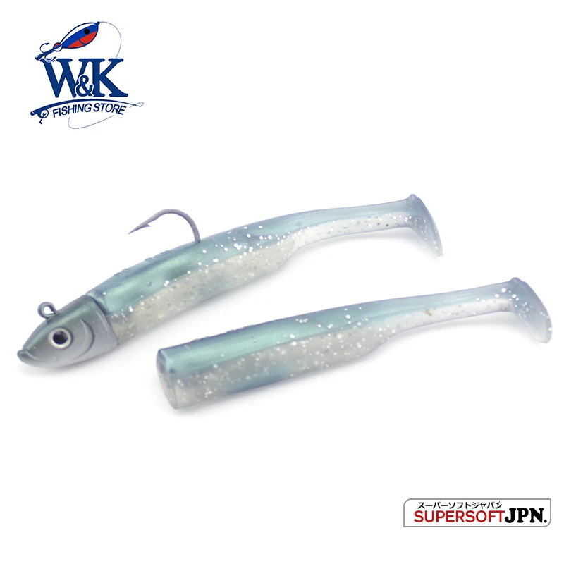 Seabass Fishing Lure 8 Colors 9 cm 3.5 inch Paddle Tail Soft Lure with 22g Jig Head Laser Eyes Tuna Rock Fishing Lures