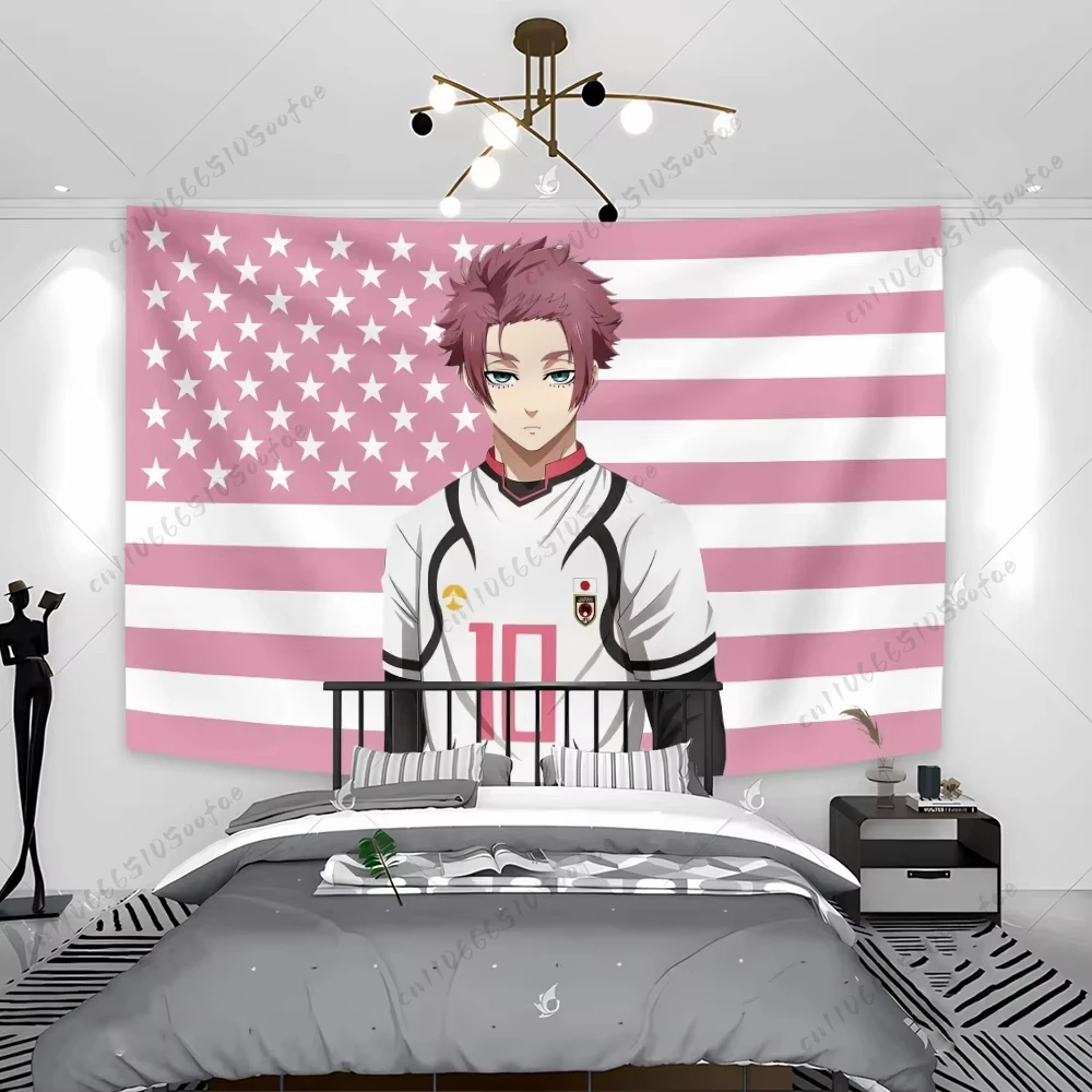 فريدة من نوعها الزخرفية أنيمي قماش مزخرف جداري قفل أزرق الوردي الأعلام الأمريكية اللوح الأمامي خلفية جمالية القماش غرفة ديكور المنزل #2