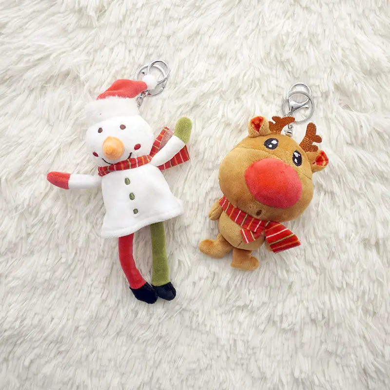 new Creative Snowman Q Version Elk Keychain Plush Pendant Cartoon Christmas Couple Gift Keychain Bag Jewelry