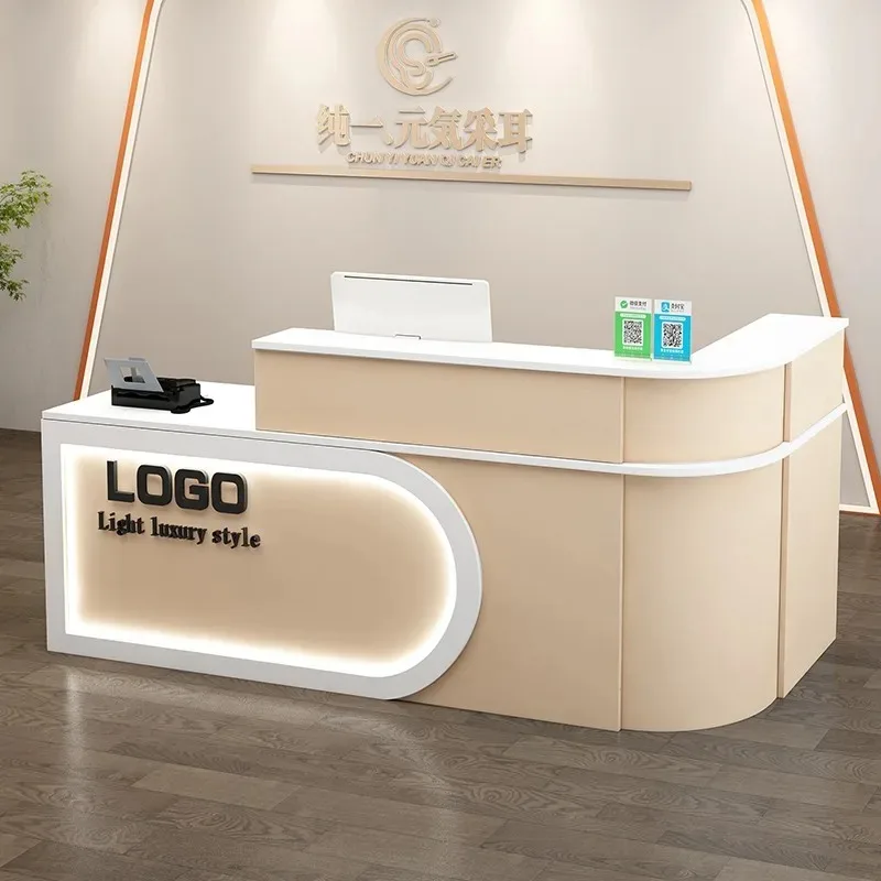 Luksusowe meble recepcyjne do salonu, nowoczesne, proste lady recepcyjne, luksusowe meble recepcyjne dla firm, eleganckie lady recepcyjne, biurka recepcyjne do salonów, meble komercyjne.