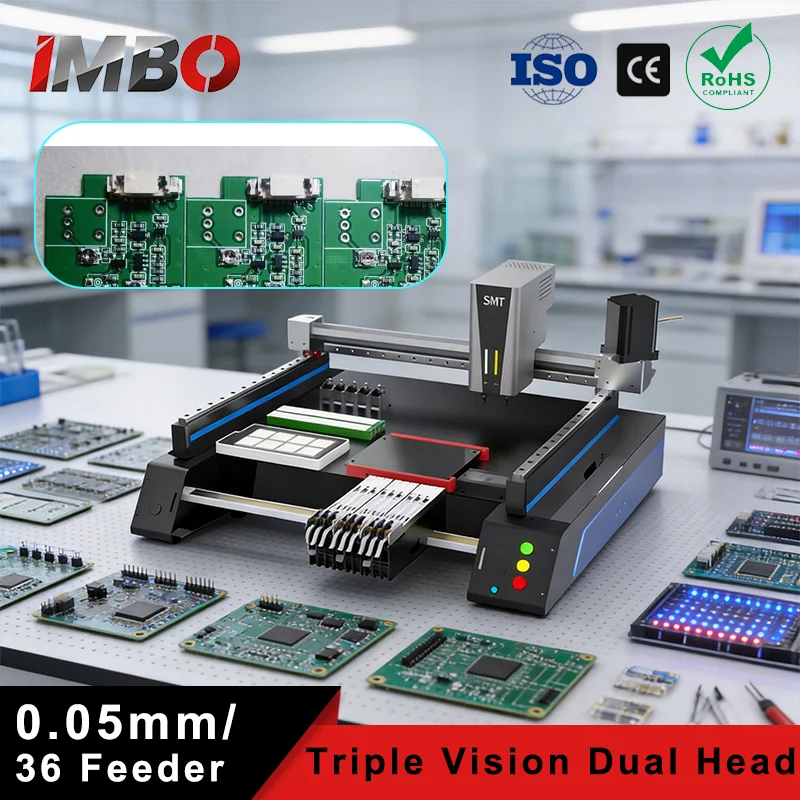 SMT Pick & Place Machine 3000cph ±0.05mm Closed-Loop Motor Passive Auto Nozzle Change Self-Developed Software for PCB