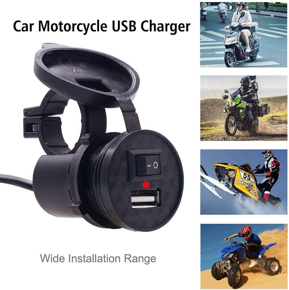  Motorcycle USB Charging System with Independent Waterproof Switch Quick Charge 12/24V for iPhone Motorcycle Accessories 