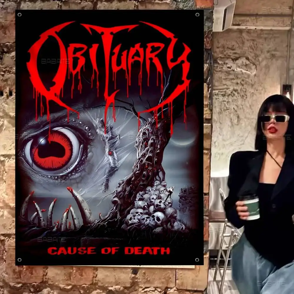 

Band O-Obituary Banner Art Printing Japanese Wall Flag Anime Wall Hanging Home Decor