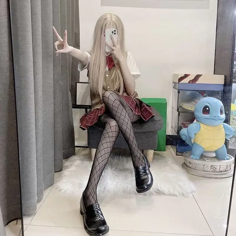 JK 메쉬 레깅스 다이아몬드 그리드 디자인 망사 팬티스타킹 고탄력 파티 바텀 삭스 밀레니엄 소녀 의류 액세서리