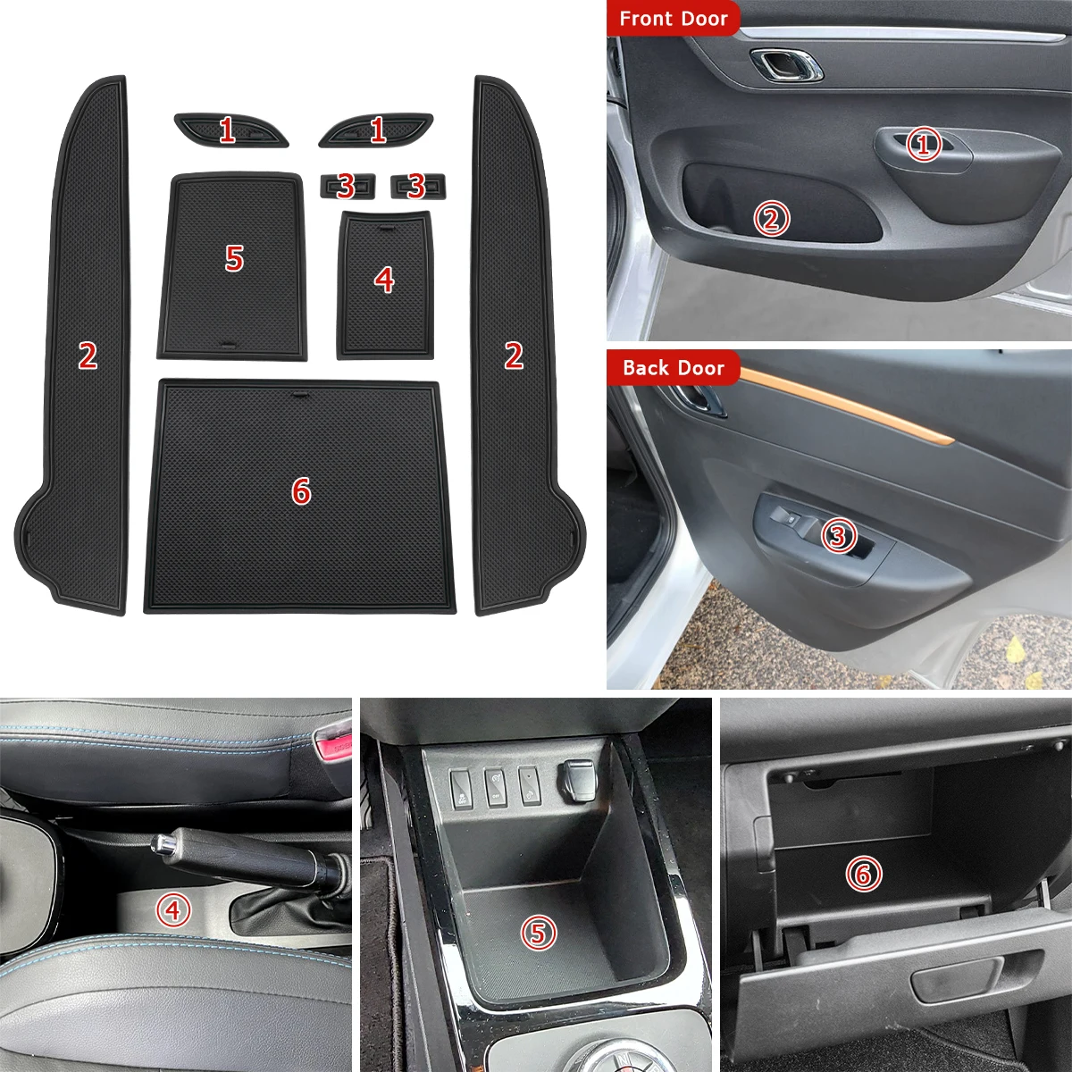 For Dacia Spring Electric 2022 2023 2024 Car Door Groove Gate Mats Anti-slip Slot Pads for Renault Kwid E-Tech Accessories