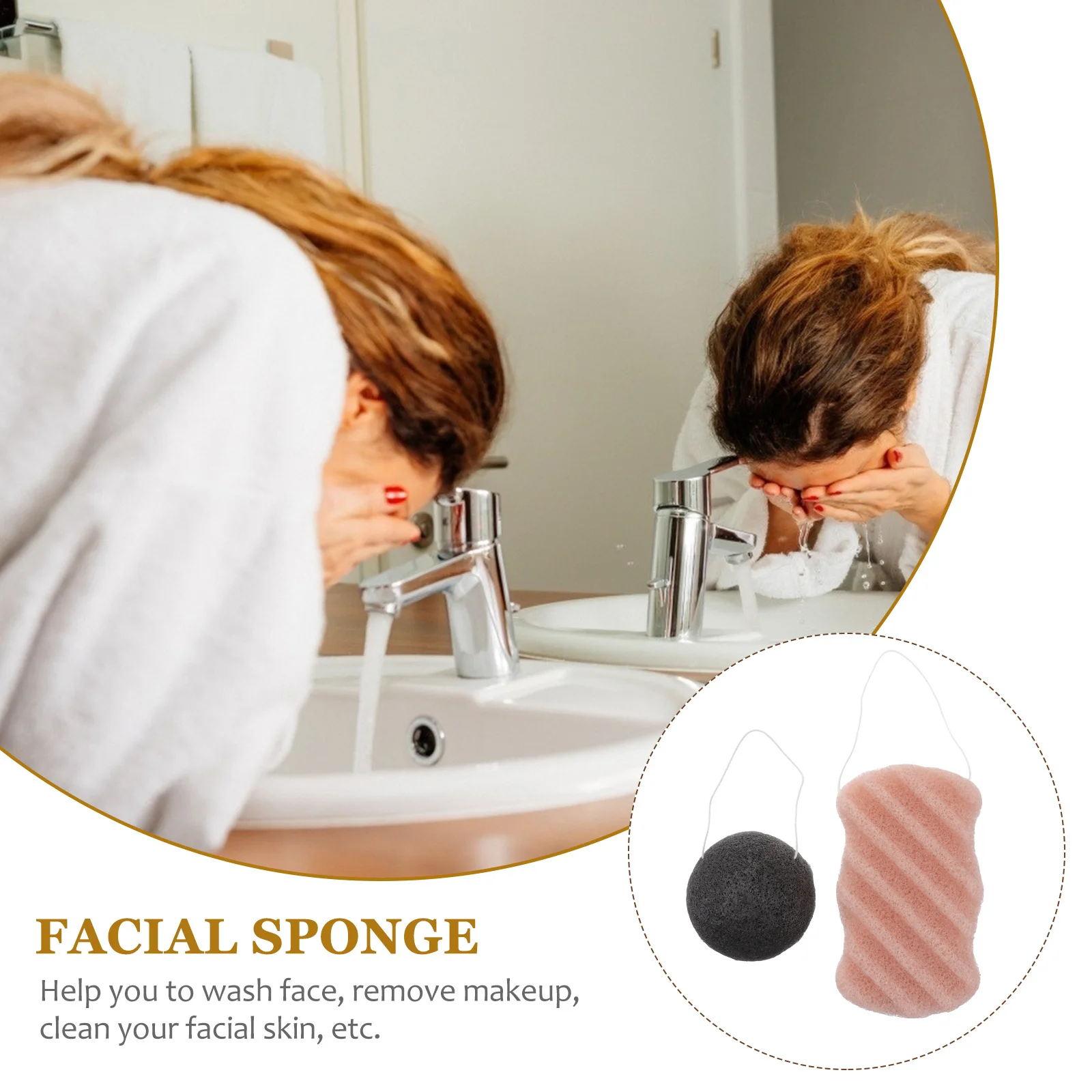 

2Pcs Bamboo Charcoal Konjac Sponge Set Deep Cleansing Body Facial Sponge Skin Care Exfoliating Shower Tool for Sensitive