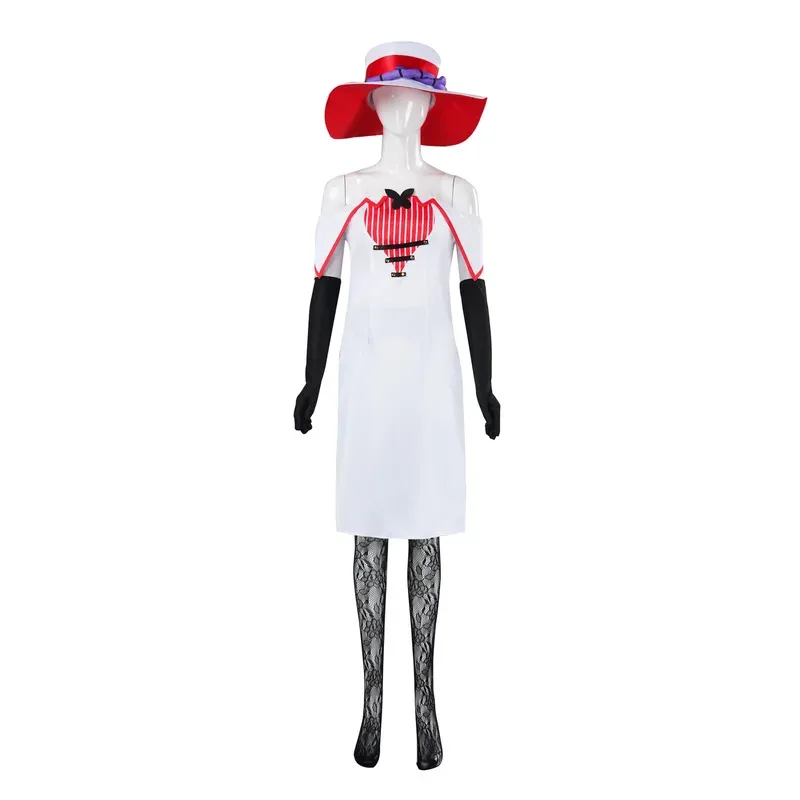 هازبين لوسيفر أنيمي فندق مورنينغستار الجنس عكس تأثيري Genderswap زي الأب الأبيض البدلة الشيطان الجحيم هالوين goi/6 #4