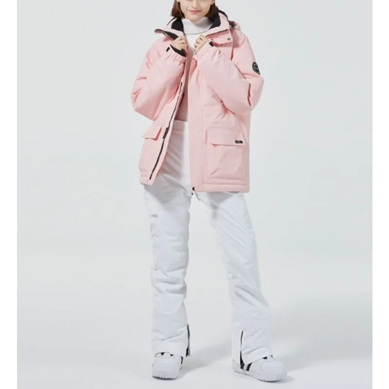 

-30 Degree Super Warm Ski Suit Women Windproof Waterproof Snowboarding Jackets Suspender Pants Female Snow Costumes Overalls