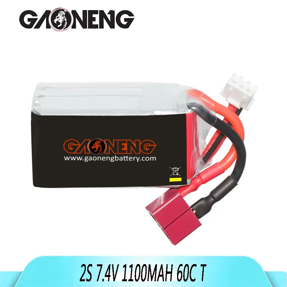 

Литиевая батарея GAONENG GNB 2S 7,4 В, 1100 мАч, 60C с Т-образной вилкой, подходит для дронов и квадрокоптеров FPV.