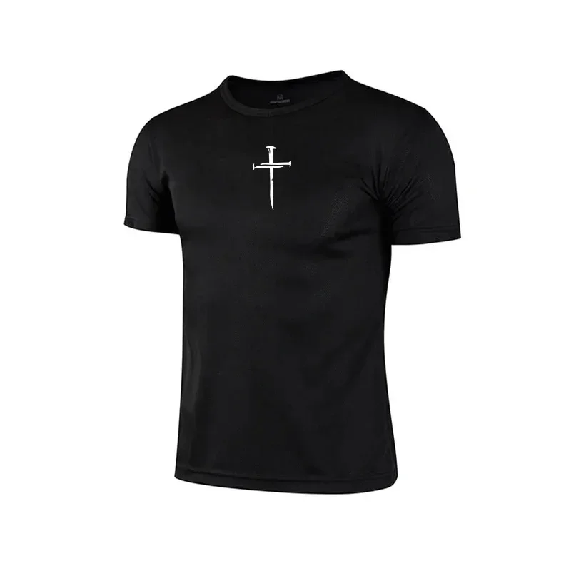 2026 Herren 3D-Kreuz-Print Sport-T-Shirt Hochwertiges Fitness-Trainings-Shirt Schnelltrocknend Kurzarm Herren Freizeit-T-Shirts