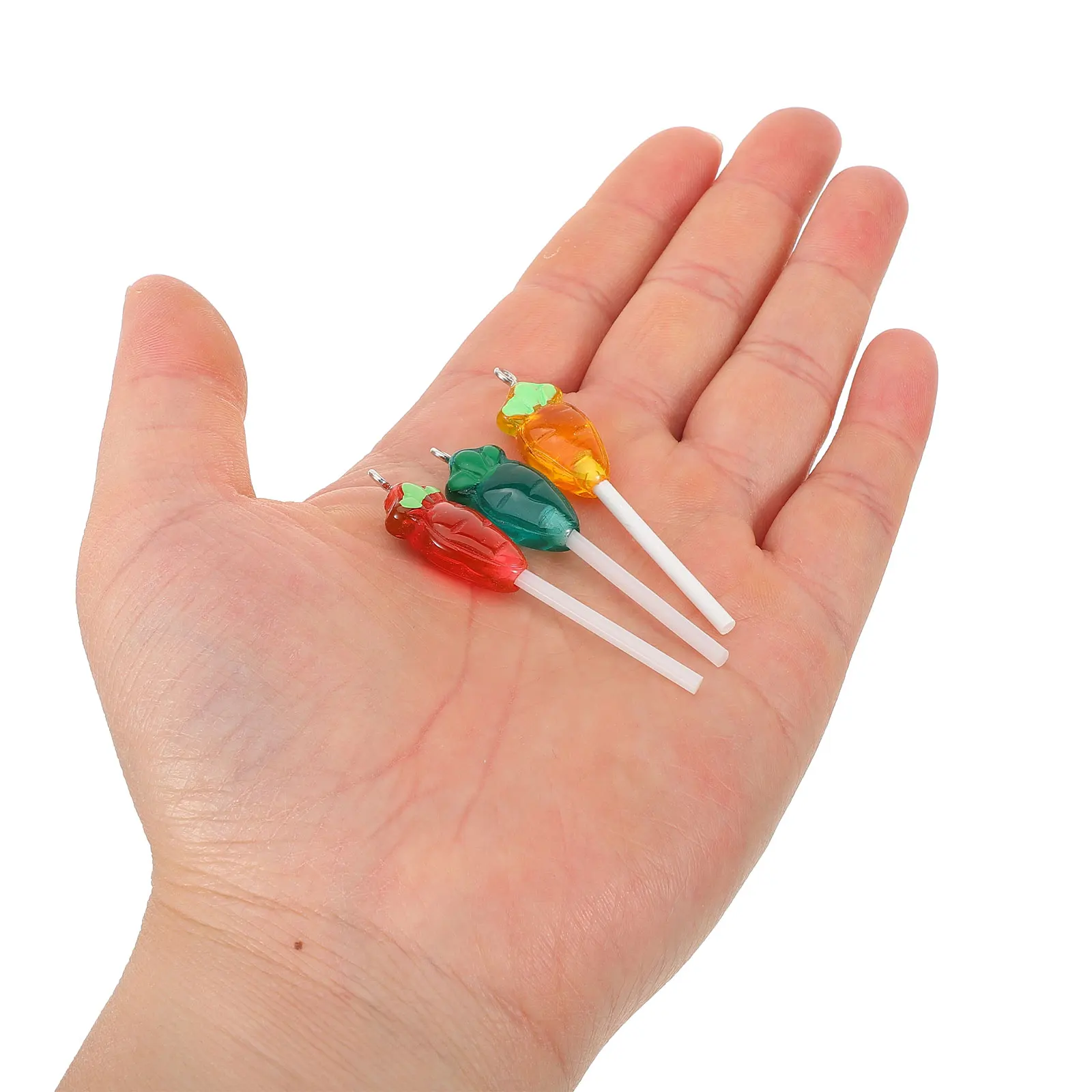 

20 Pcs Crafting Supplies Simulation Food Play Keychain Carrots Resin Chic Lollipop Charms
