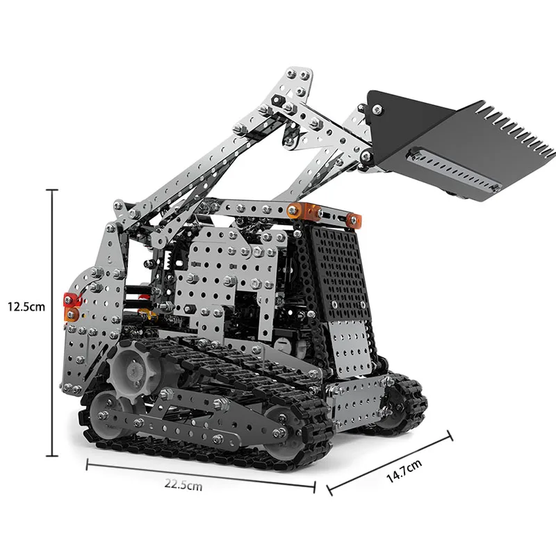 Metal building block dump truck assembling alloy excavator robot with power system remote control toy