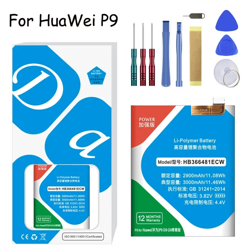 XDOU 3000mAh HB366481ECW Battery For Huawei Honor 5C 6C 7A 7C Pro 8 9 P9 P10 P20 Lite Y6 P 8Lite 9lite Smart Free Tools Kits