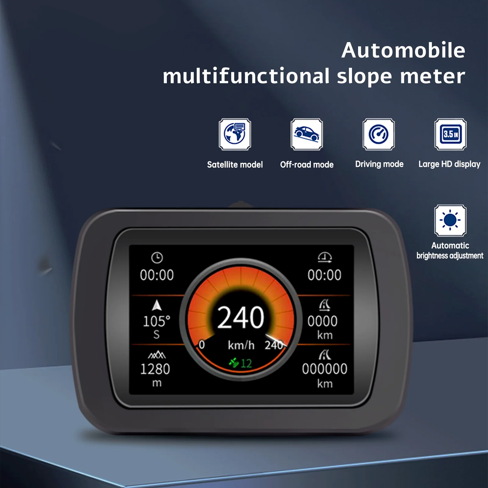 

A65 Car GPS Head Up Display Digital HUD Display Automobile Multifunctional Speedometer Slope Meter Off-road Compass Inclinometer