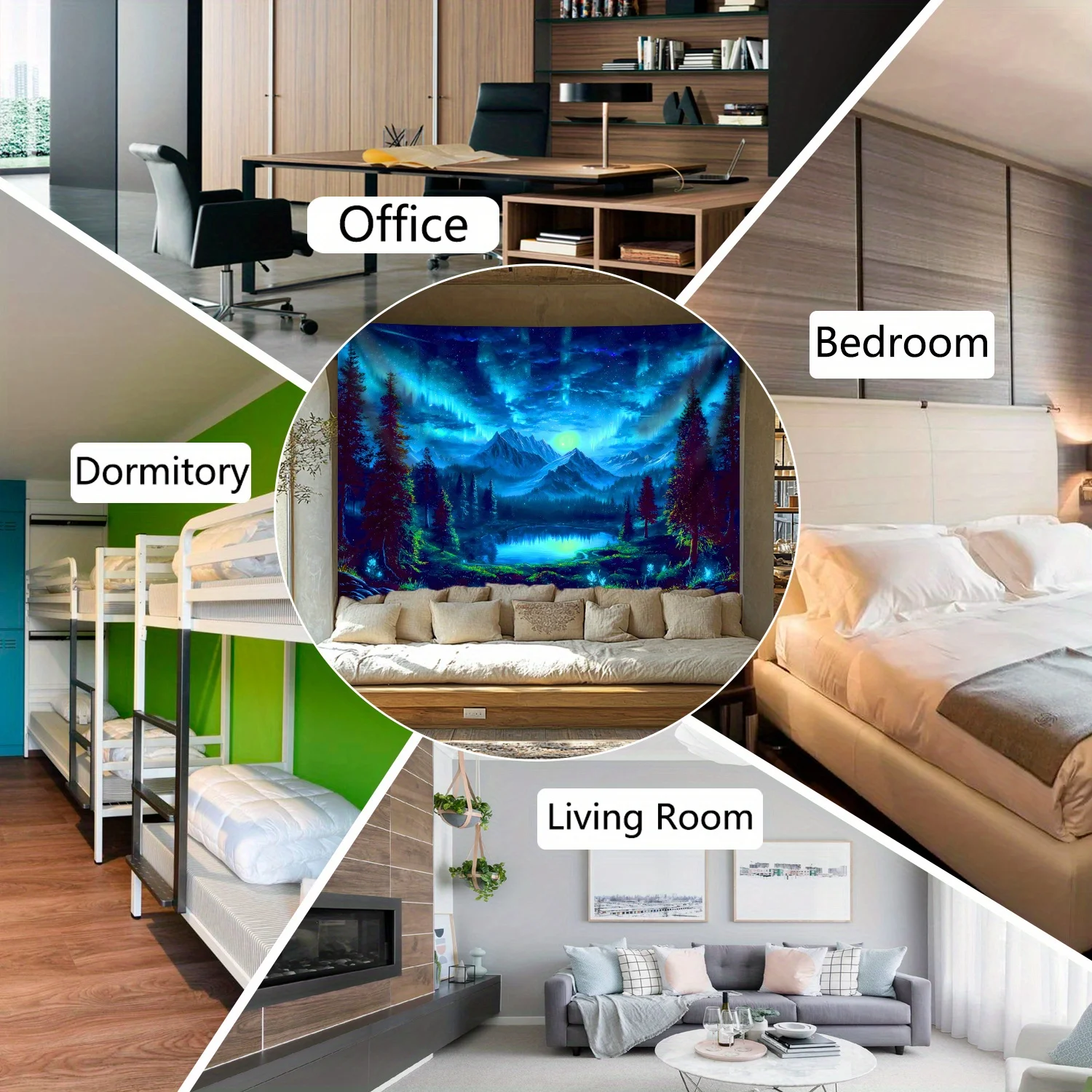ميزة غرفة المعيشة من نسيج غابة - مراجعة Wall Scroll Tapestry وسعره