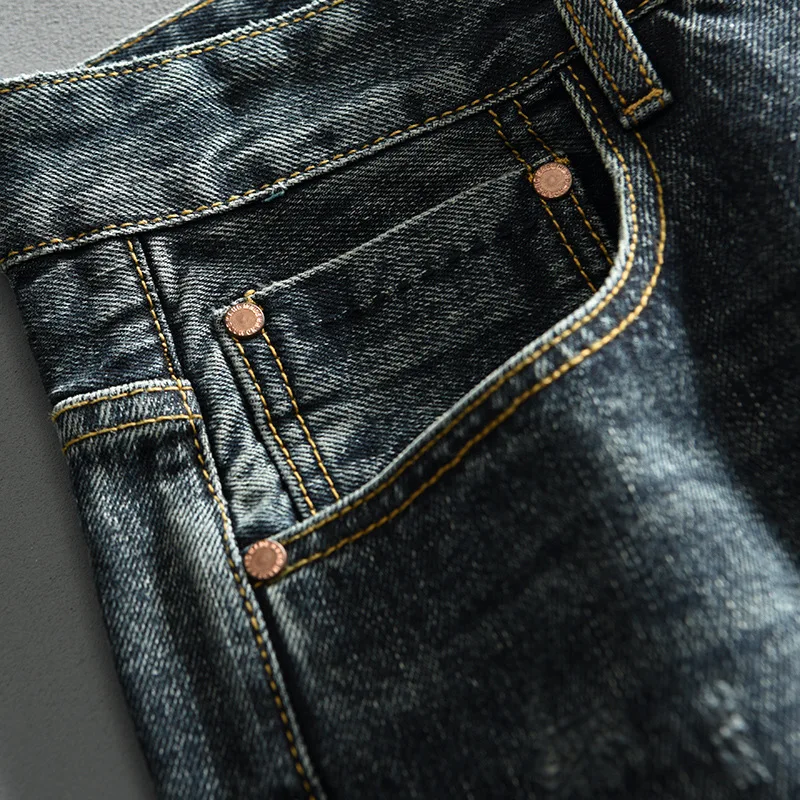 2024 Spring New Vintage Washed Straight Cargo Jeans for Men Clothing Soft Cotton Casual Streetwear Men Pants AG7169CH