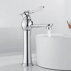 Kitchen Faucet Thickened Single/Double Lever Tap Cold And Hot Free Rotation Deck Mounted Bathroom Sink Faucet Ceramic Handle