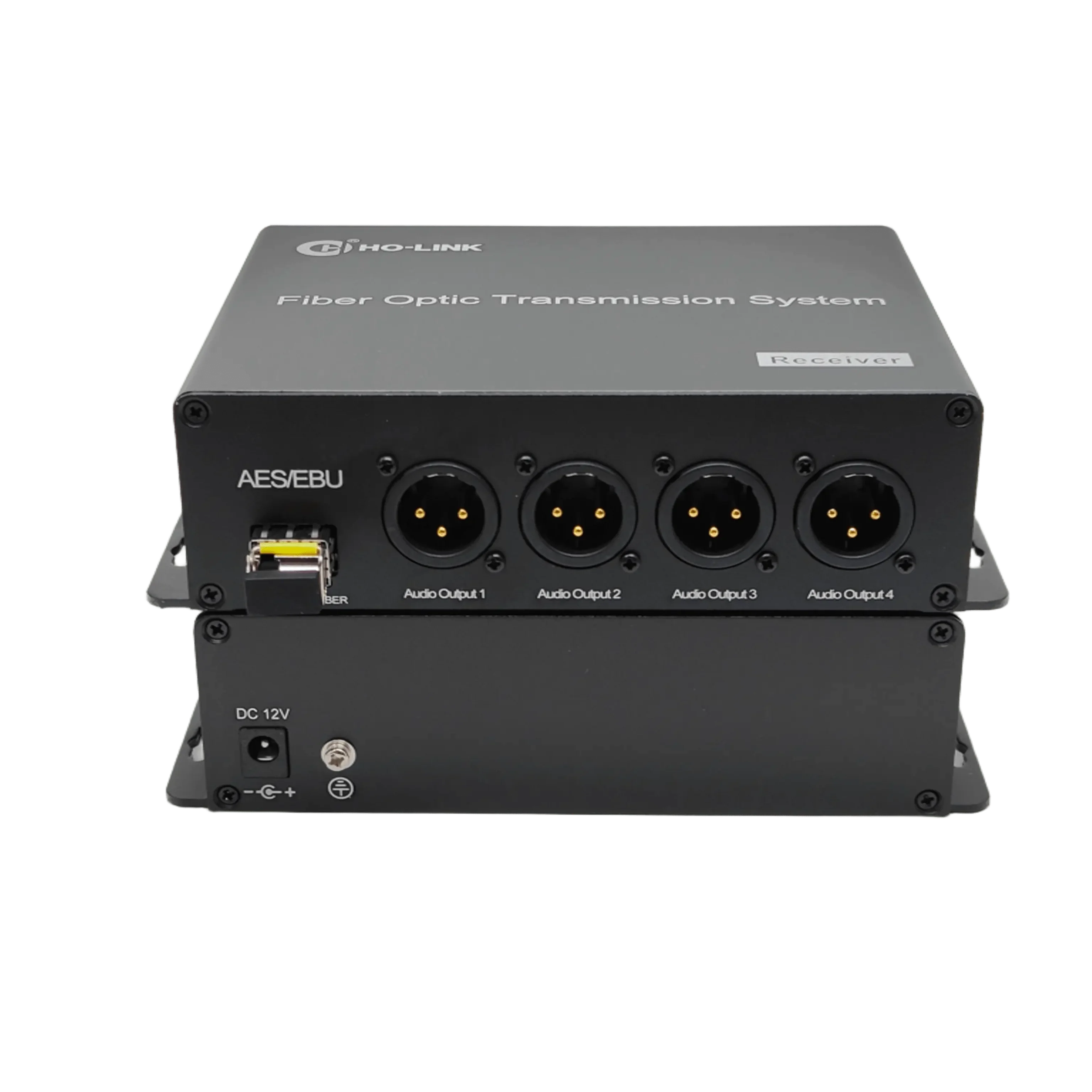 Konverter Audio XLR 4-ch ke Fiber Audio Seimbang Melalui Serat Tunggal AES/EBU Audio Over Fiber Extender