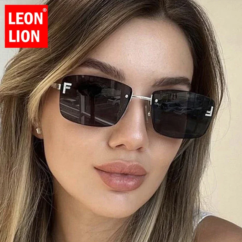 LeonLion 2024 Women Sunglasses Fashion Frameless Design Sun Glasses For Women Classic Small Square Summer Traveling Shades