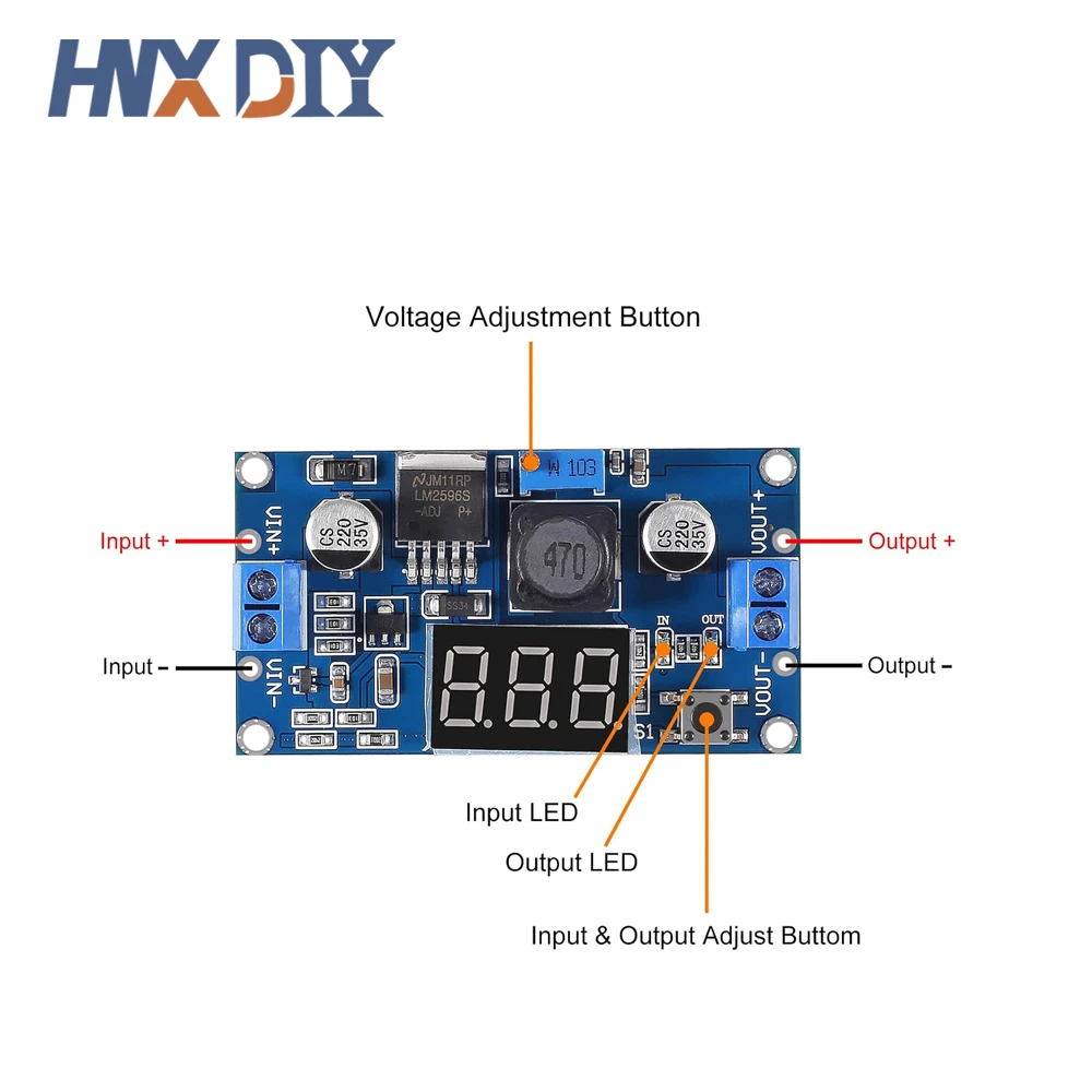 LM2596 DC DC Step Down Converter Voltage Regulator LED Display Voltmeter 4.0~40 to 1.3-37V Buck Adapter Adjustable Power Supply