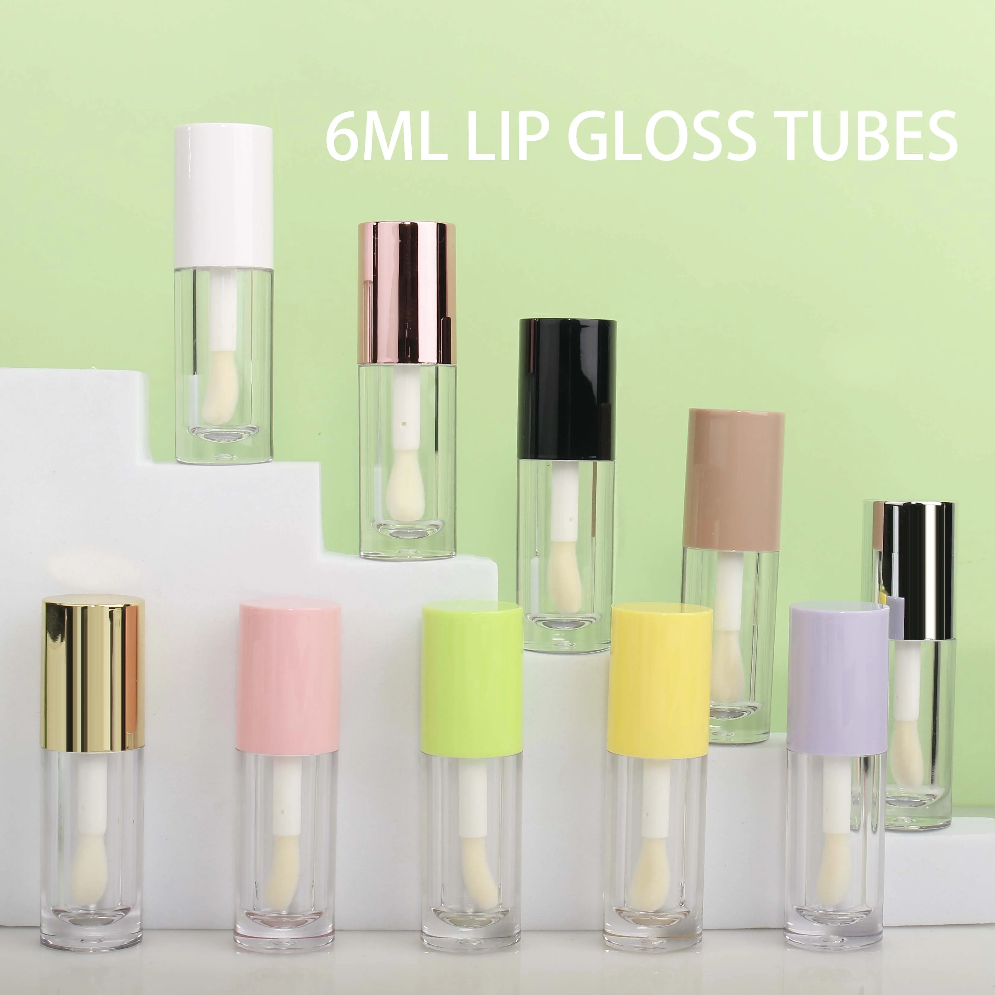 10 pcs Empty Lip Gloss Tubes Round 6ml Lip Tubes With Thumb Brush Container Bottles Container Tube used for Filling Lip Glaze