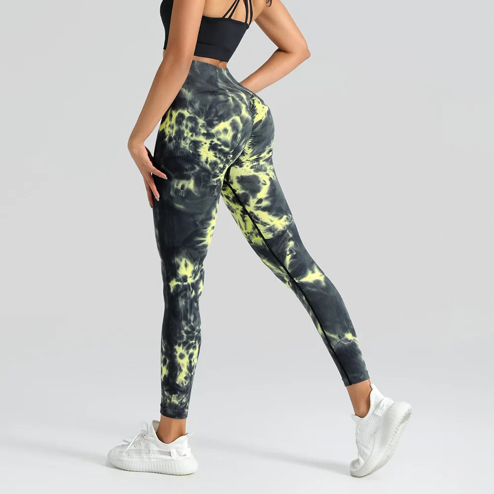 Tie Dye Printed Yoga Pants Female Sports Running Tight Pants Seamless Leggings Women Clothing Push Up Gym Fitness Workout Tights