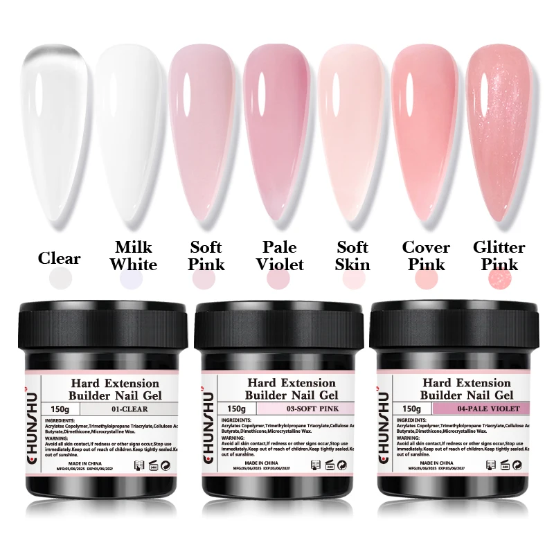 CHUNSHU 150 مللي جل منشئ أبيض حليبي لتمديد الأظافر التسوية الذاتية هلام الصلب تعزيز التمويه جيل للأظافر