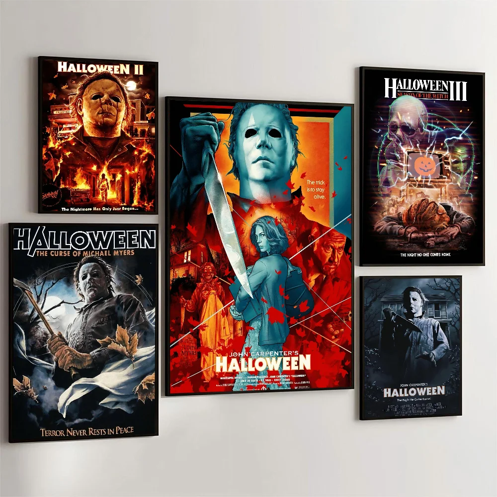 أفلام الرعب هالوين مايكل مايرز ملصق فني ذاتي اللصق مقاوم للماء ورقة ملصق مقهى بار غرفة جدار ديكور