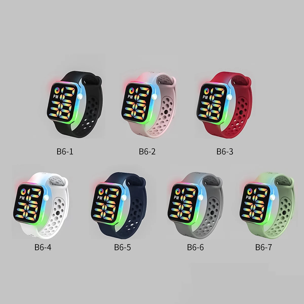 Children\'s Smart Electronic Watch LED Colorful Glowing Touch Screen Student Sports Watch Boys and Girls Festival Gift