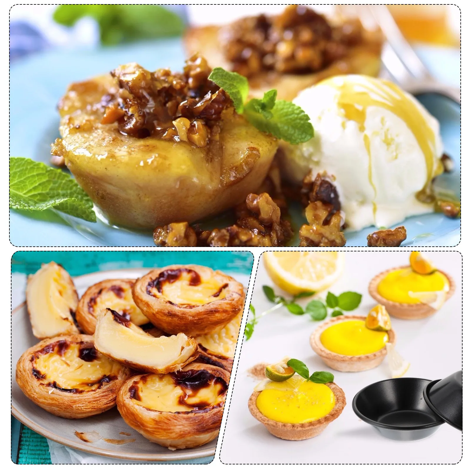 

4Pcs Practical Baking Molds Carbon Steel Tart Pans Non Stick for Cake Pie Pudding Dessert Making