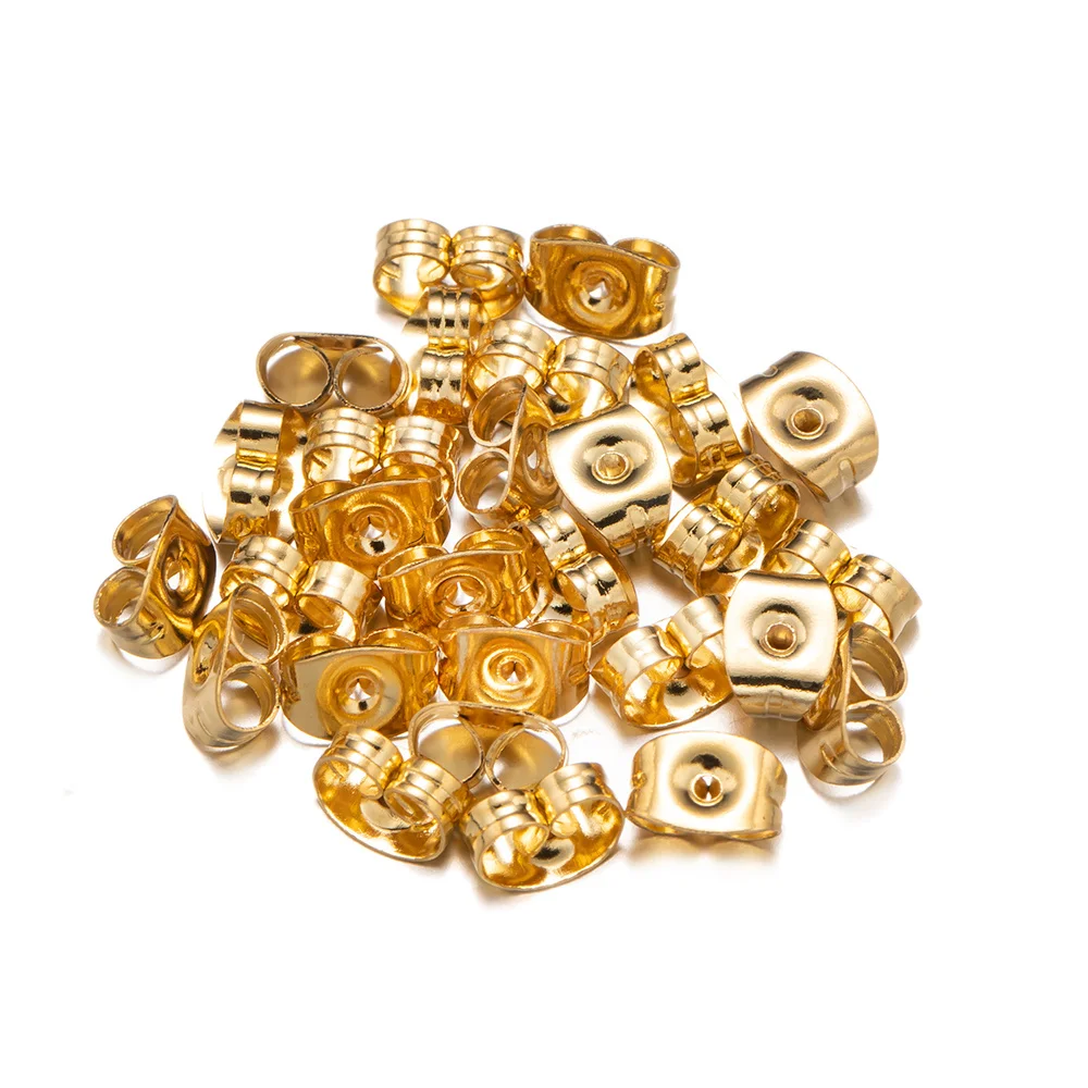 200PCS Earring Studs Backs Gold Plated Butterfly Stopper Scrolls Ear Post Nuts Findings Fashion Party Accessories FRB010-01