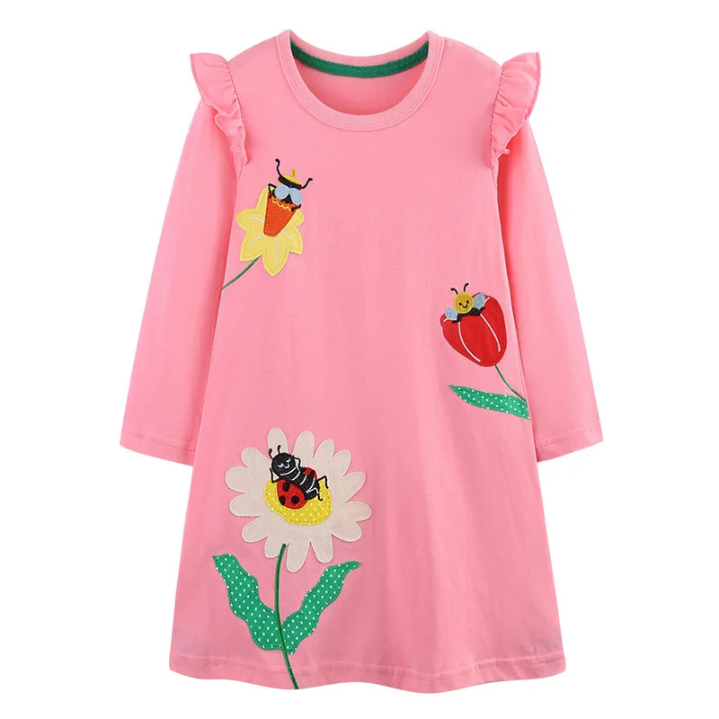 

Jumping Meters 2-7T Autumn Spring Girls Dresses For Children's Clothing Cotton Cute Baby Frocks Party Kids Wear Frocks