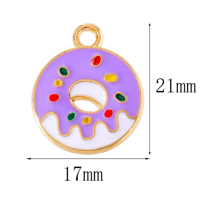 20 pcs/lot Fashion Alloy Enamel Donut Pendant Accessories Charms for Women, Earrings/Necklace Handmade DIY Jewelry