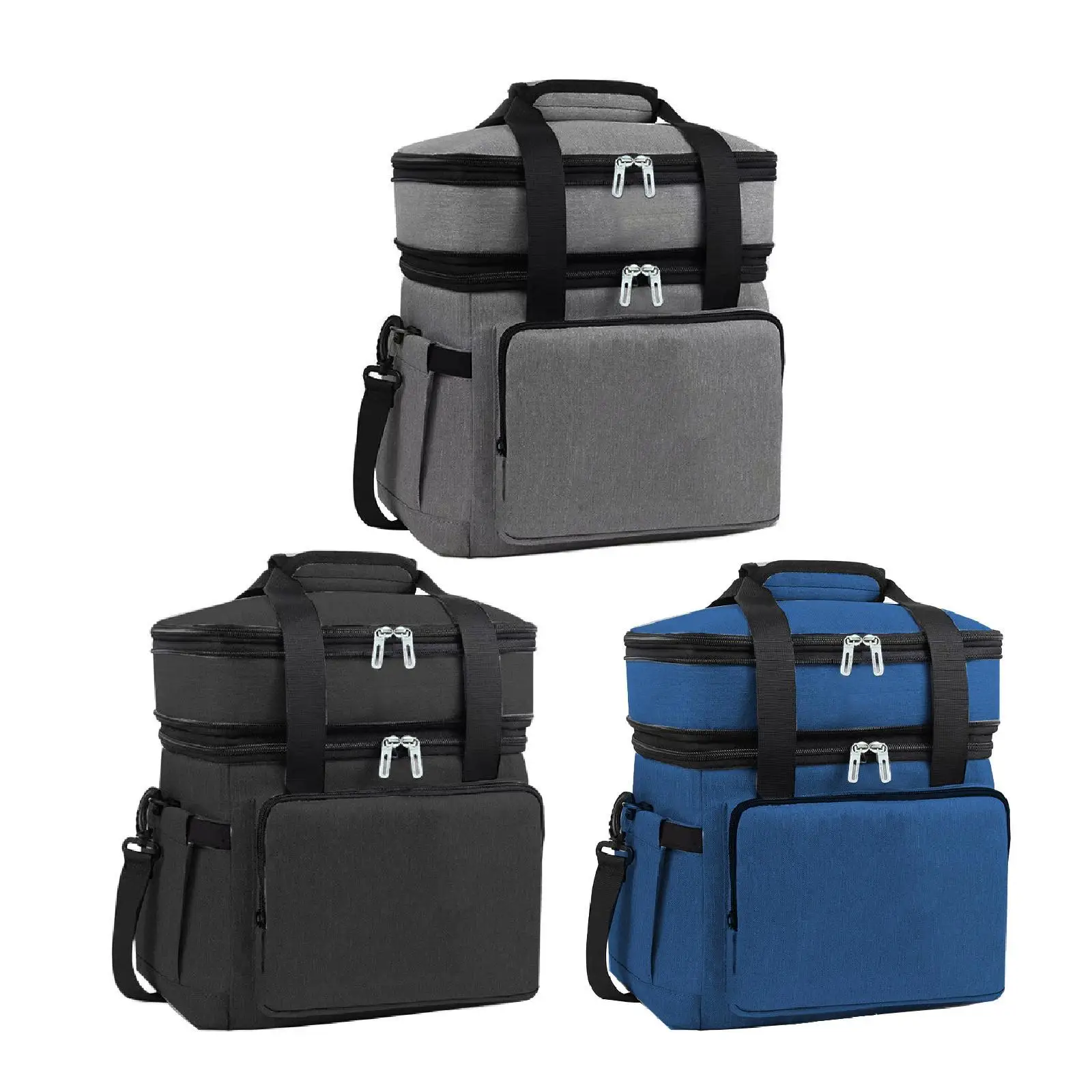 Cooler Bag 18L Large Capacity Thickened Double Tier Thermal Bag Expandable for Park Day Trips Work Lunch Office Camping Travel