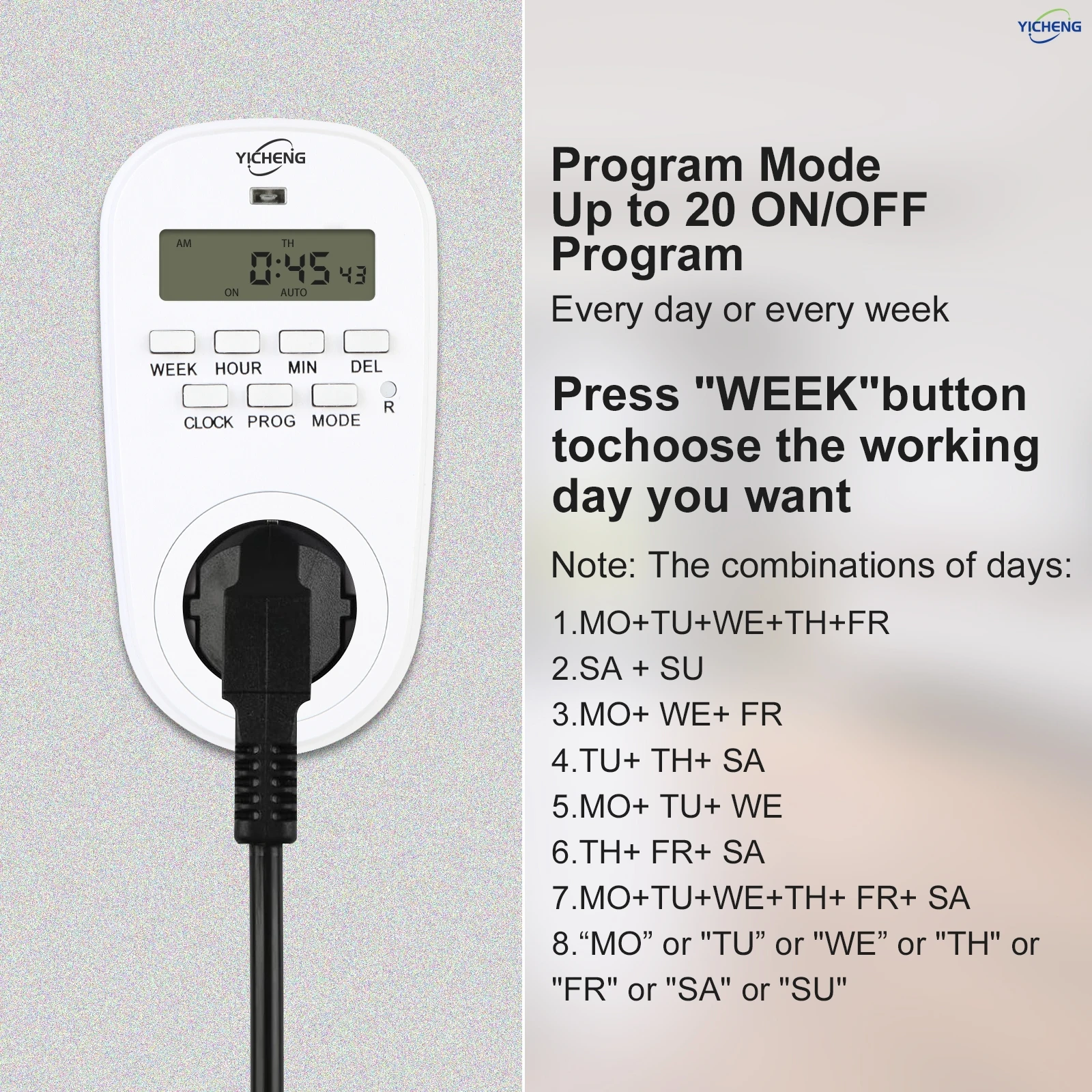 1Pcs Timed Power Switch with Countdown Delay On and Off,Program up to 20 sets of switches per day with unlimited cycles per week
