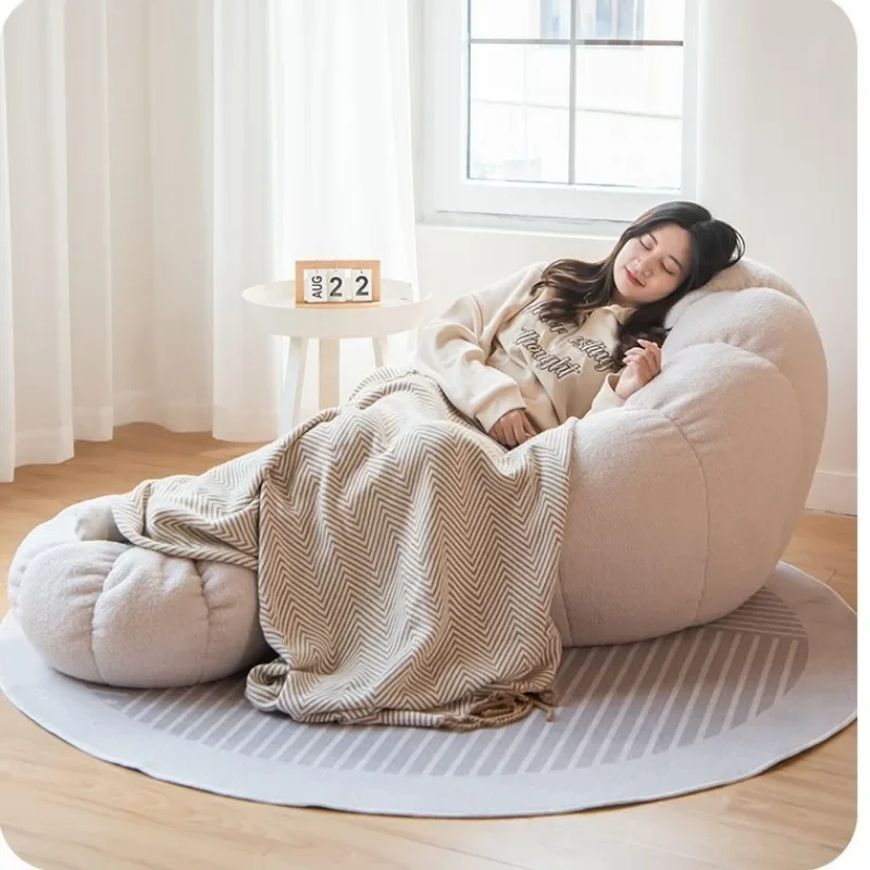 Light luxury tatami bean bag sofa, pumpkin style compression sofa, high-density sponge filled lazy sofa, plush fabric sofa