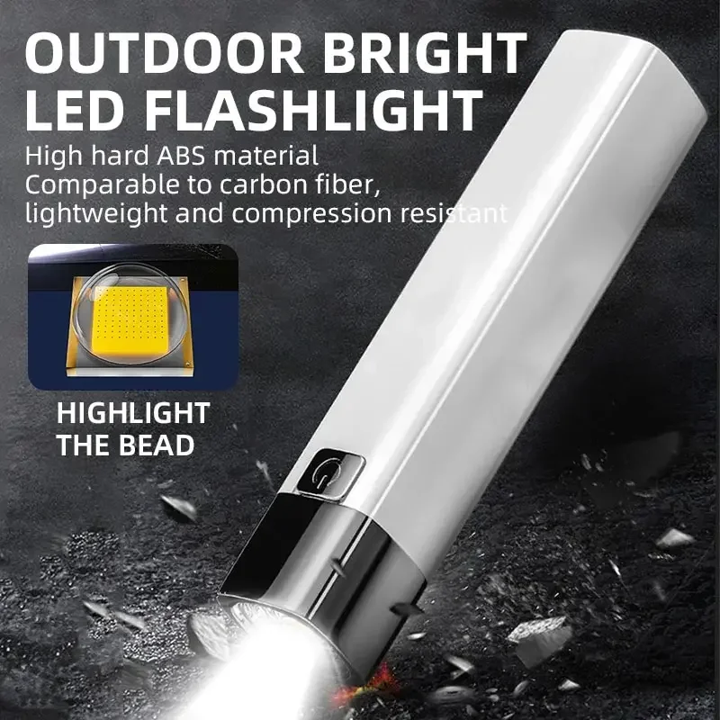 Rechargeable Flashlight Tiki Portable Rechargeable Led Lamp Work Light Power Bank Lanterna High Long Lasting Lamps Mini Lighting