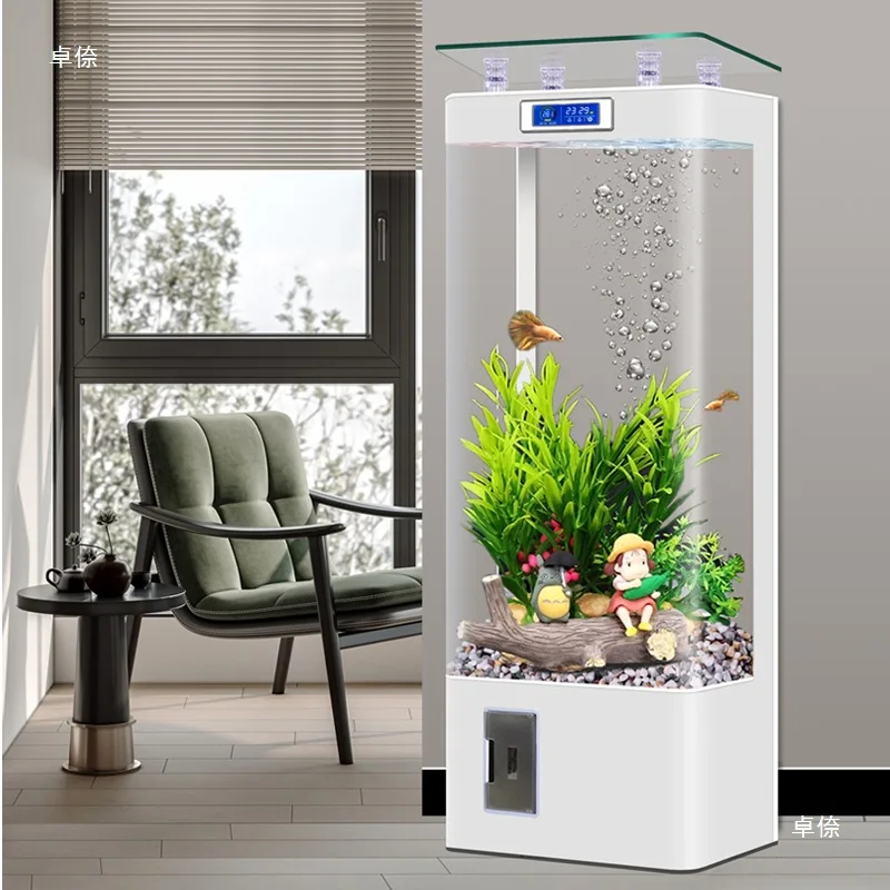 

Acrylic integrated fish tank large entrance glass living room vertical household aquarium