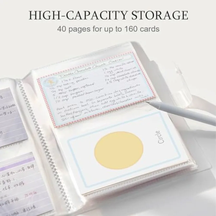 BetterJonny 3x5 Index Card Organizer Index Cards Clear Plastic Holder Organizer Pouches Book Recipe Card Holder Flash Cards Hol