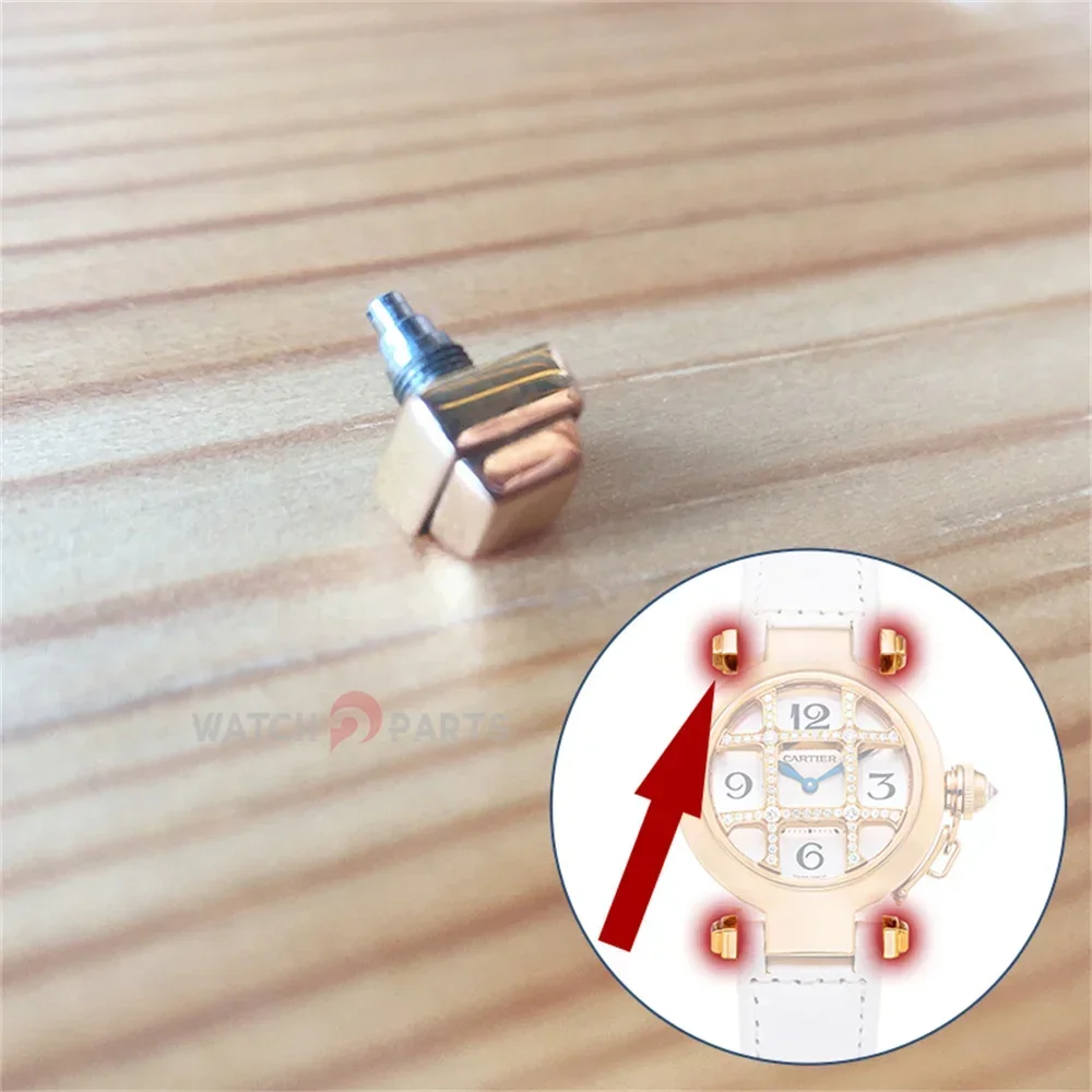 

18K Gold Watch Screwtube Pusher Button for Pasha De Cartier 32mm 2812 Watch Band Screw Rod Parts