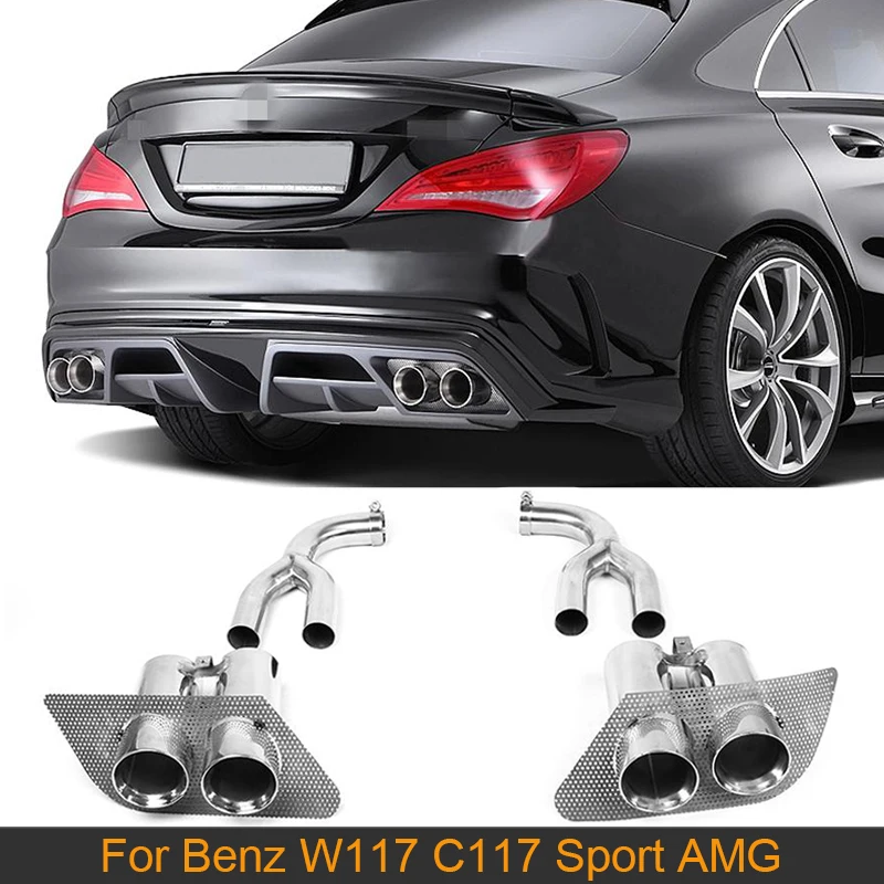 Stainless Steel Car Exhaust Pipe Tips For Mercedes Benz W117 C117 CLA250 CLA260 CLA45 AMG Sedan 2013 2014 Rear Bumper Tail Pipes