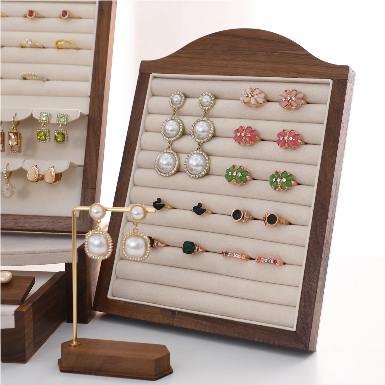 Picture-Frame Jewelry Display Padded Slotted Jewelry Display Stand Decor Item Stable Base Hand Polished
