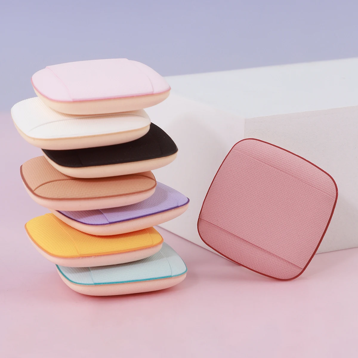 6 個ミニフィンガーパウダーパフスポンジフェイス化粧品アクセサリーブレンドとコンシーラースクエアメイクアップツール