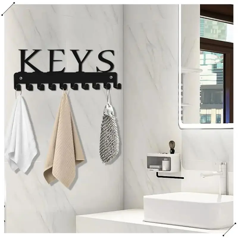Key Hooks For Wall Key Hanger Iron Art Key Chain Holder Wall Mounted Key Holder Key Organizer For Entryway Hallway Keys