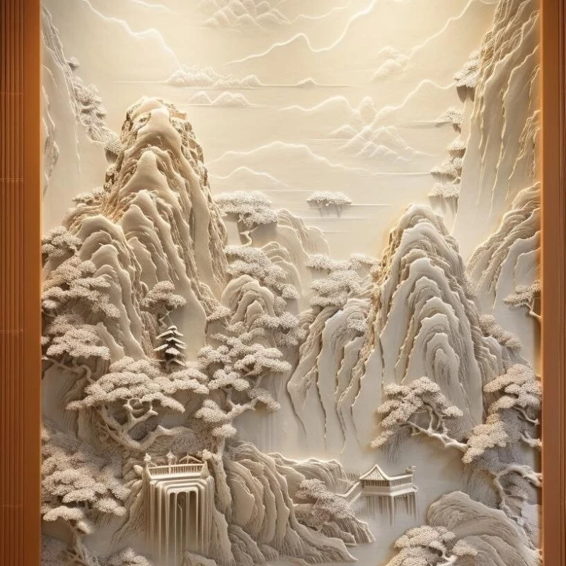 

Living room background wall relief mural porch decorative painting corridor advanced relief